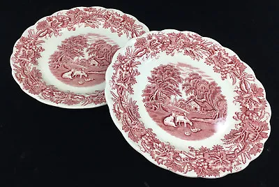 Buy Booths 2 Salad Plates Pink England British Scenery A8024 Scalloped 6508 BOOBRSP • 47.40£