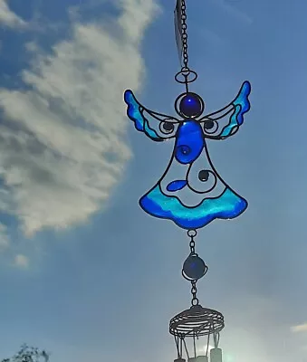 Buy Angel Suncatcher Wind Chimes Stained Glass Effect • 14.95£