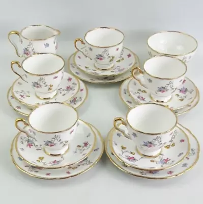 Buy Royal Stafford Violets Pompadour 17 Piece Bone China Tea Set - Floral Vintage • 70£
