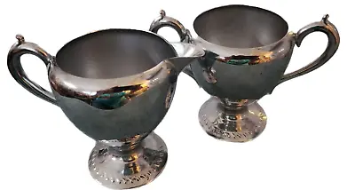 Buy Vintage Chrome Finish SUGAR And CREAMER 4   Service  Footed Shine Marked • 17.46£