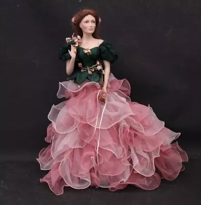Buy Lrg Vtg 1990 FRANKLIN HEIRLOOM  Rose Princess  Porcelain Doll W/ Stand 21  -H50 • 9.99£