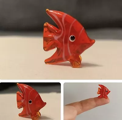 Buy Tiny Handmade Red/ Orange Butterfly Fish Lampwork Glass Animal • 4.29£