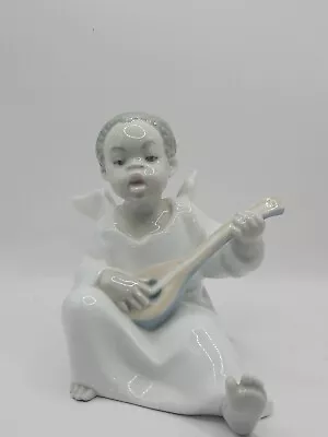 Buy Rare Early Lladro Angel Figure Playing Mandolin Excellent Condition • 9.99£