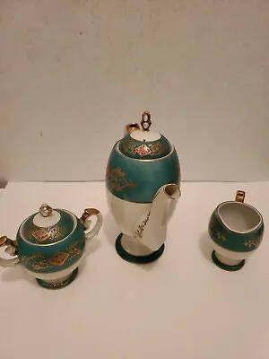 Buy Craftsman China Turquoise Hand Painted Teapot Set 241 • 12.49£