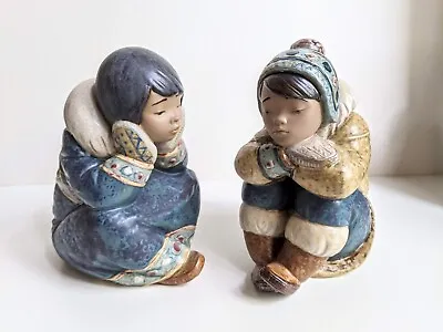 Buy Lladro Pensive Eskimo Boy #2159 OR Girl #2158 In Gres Finish ~ Retired Figurine • 109.10£