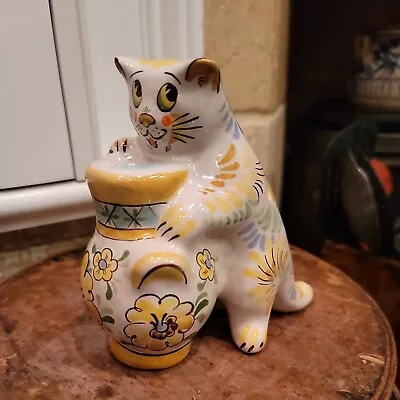 Buy Figure Pottery Cat Faience Vintage Handmade Folk Art Handpainted Russia 5  1/2  • 27.51£