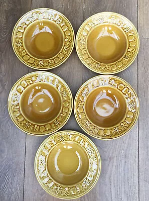 Buy VINTAGE ROYAL WORCESTER CROWN WARE MUSTARD SOUP PUDDING CEREAL BOWLS DISHES X 5 • 20£