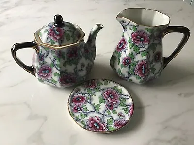 Buy Vintage Losol Ware Pottery - Floral Tea Pot Set - By Keeling And Co. Ltd • 16£
