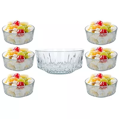 Buy 7 Piece Large Glass Bowl Set Serving Fruit Salad Dessert Snack Dinner Dishes New • 14.95£