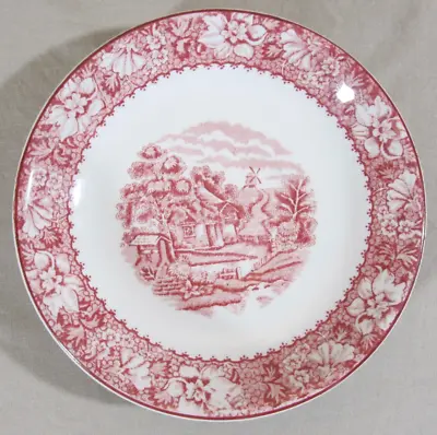 Buy Wood & Sons Pink Colonial Red Transferware Restaurant Ware 6 1/8  Saucer England • 8.06£