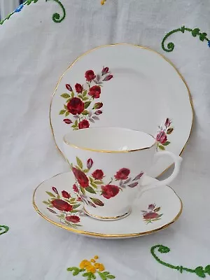 Buy Vintage Duchess Bone China Red Roses Teacup Saucer Plate Trio Vgc • 7.99£