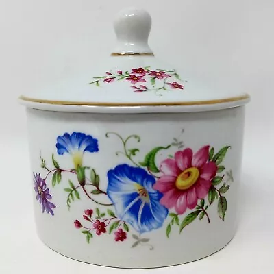 Buy Vintage Old Foley James Kent Floral Lidded Trinket Dish Powder Puff Pot Jar Pink • 10£