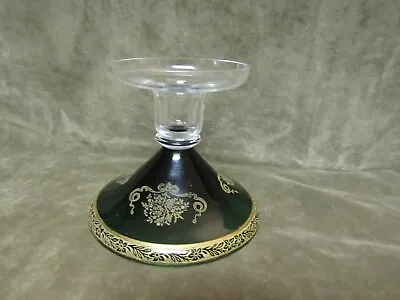 Buy Vintage 1940's Tiffin Glass Melrose Etch Gold Killarney Green Clear Candlestick • 170.77£