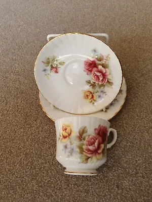 Buy Vintage Royal Stafford Bone China Peony & Rose Pattern Cup,saucer & Sideplate • 7.99£
