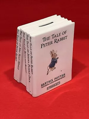 Buy Peter Rabbit Money Box Piggy Bank Set Of Books Wedgwood Book End Beatrix Potter • 10.99£