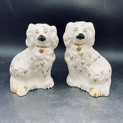 Buy BESWICK Staffordshire Spaniel Mantle Wally Dogs Gold Gilt Figurines With Labels • 59.47£