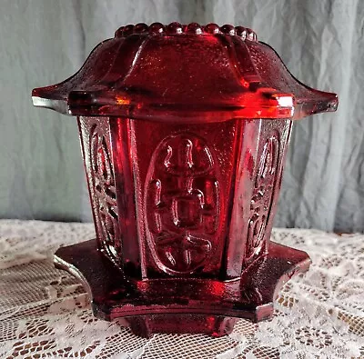 Buy Vintage Oriental Pagoda Fairy Lamp Votive Candle Holder Flash Red Glass 5  Tall • 85.48£