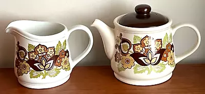 Buy Vintage 70's Sadler England Large 2-pint Teapot With Jug In Retro Floral Pattern • 23£