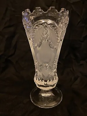 Buy Vintage Heavy Clear Cut Glass Pear & Strawberry Design Vase 8  Tall • 19.99£