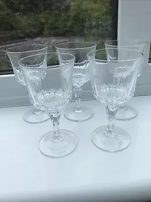 Buy Five Lovely Cut Glass Wine Glasses. 13 Cm Tall.Ex.Con. B5 • 14.97£