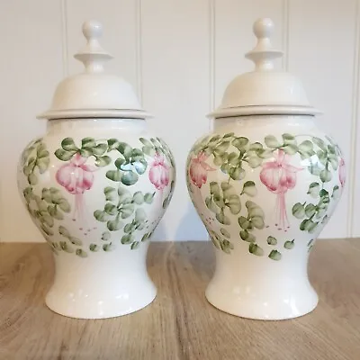 Buy 2x Vintage Cinque Ports Pottery Rye Studio Pottery Floral Lidded Ginger Jar Urn • 30£