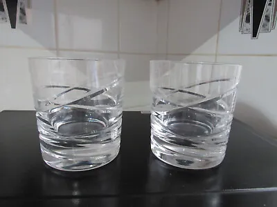 Buy Royal Doulton Crystal SATURN Double Old Fashioned Whisky Glasses X 2 .. Signed • 30£