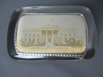 Buy Vintage Glass Paperweight - Photo Of White House Washington DC Ad - C4 Sb • 14.17£