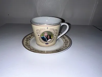Buy 24 KT Gold Gilded Royal Wedding 2018 Harry & Meghan Commemorative Cup &saucer • 9.99£