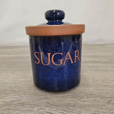 Buy Henry Watson Pottery England SUFFOLK TABLEWARE Blue Terracotta Sugar Canister • 17.99£