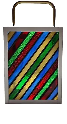 Buy Stained Glass Hanging Candle Lantern Window Light Catcher 10  Colorful Stripes  • 18.89£