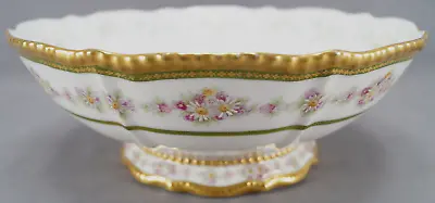 Buy Bawo & Dotter Green & Gold White Daisies & Flowers Centerpiece Bowl Circa 1891 • 141.91£