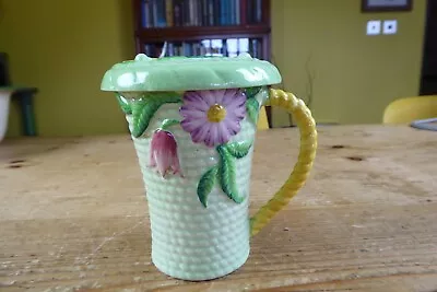 Buy Vintage Carlton Ware Green Flowers & Basket Weave Chocolate Mug & Lid • 9£