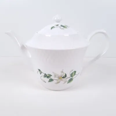 Buy Spode Virginia Teapot Embossed Weave Rim White Flowers Fine Bone China England • 52.92£