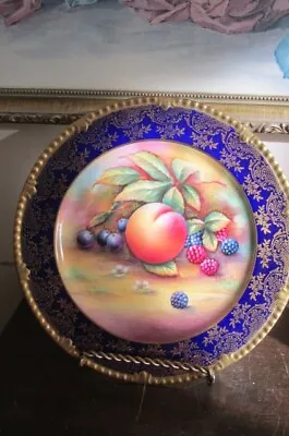 Buy Paragon England Orchard Fruit Porcelain Plate Cobalt Blue Gold Signed R. Harper • 99.62£