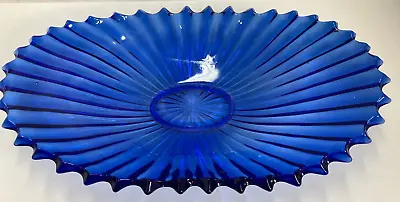 Buy Sowerby Large Oval Cobalt Blue  Vintage Glass Fruit Bowl Pattern No 2634 • 34.99£