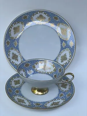 Buy AK Kaiser Floral Gold Gilt Footed Tea Cup Saucer & Dessert Plate Set W. Germany • 33.57£