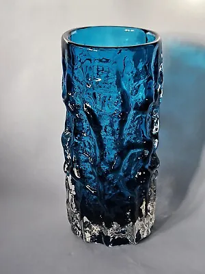 Buy Whitefriars Glass Bark Vase Kingfisher Blue • 84.50£