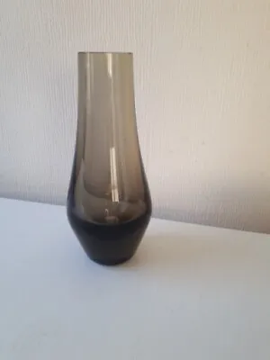 Buy Vintage Mcm Vase Whitefriars Art Glass Smoked Glass Heavy Base 20cm Tall • 25£