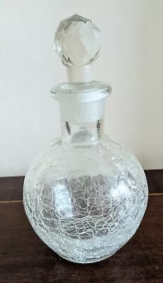 Buy Vintage Clear Crackle Glass Decanter Bottle With Faceted Stopper • 6£