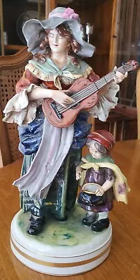 Buy Capodimonte Pr Dresden Porcelain Figurine Guitar Musician And Child 12 H • 132.82£