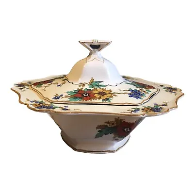 Buy John Maddock & Sons Minerva England Art Deco Lidded Dish 737954 Floral Pattern • 37.96£
