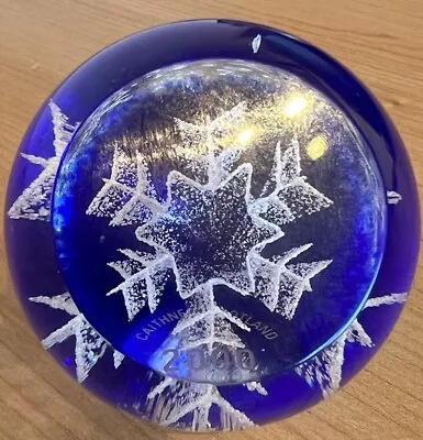 Buy Caithness Of Scotland 2000 Festive Snowflake Glass Paperweight In Blue Vintage • 19.99£