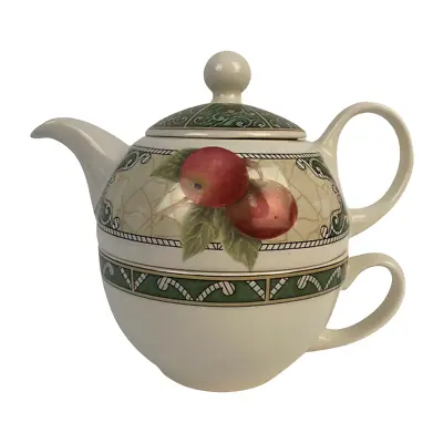 Buy Arthur Wood Cottagecore Stackable Mini Apple Tea Pot And Saucer Tea Set Dining • 14.38£