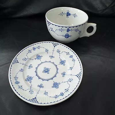 Buy Furnivals Denmark Blue Coffee Cup & Plate Blue White China - England • 4.99£