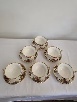 Buy Royal Albert Old Country Roses   - 6 Twin Handled Soup Bowls With Saucers • 30£