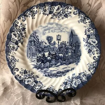 Buy Set Of 4 Coaching Scenes Blue And White Dinner Plates Johnson Bros. England • 47.44£