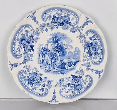 Buy Antique Brameld B&W Blue White Staffordshire Pottery Transferware Plate C1825 • 49.95£
