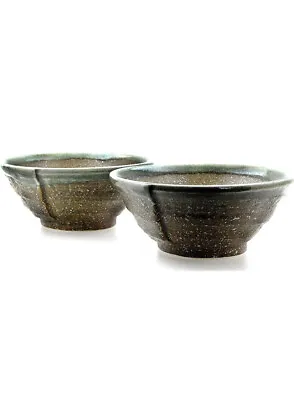 Buy Gifts Of The Orient Ammonite Brown And Green Ceramic Bowls Japanese For Two • 8£