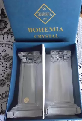 Buy Pair 7ins Square Column 24% Pbo Hand Cut Lead Crystal Candlesticks  • 54.99£