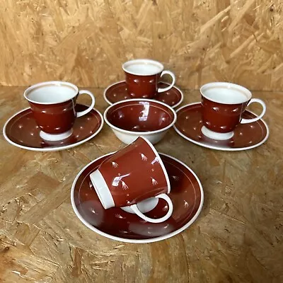 Buy Vintage Susie Cooper China Rust Red Bud Coffee Set 4x Cups Saucer 1x Sugar Bowl • 24.99£